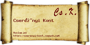 Cserényi Kont névjegykártya